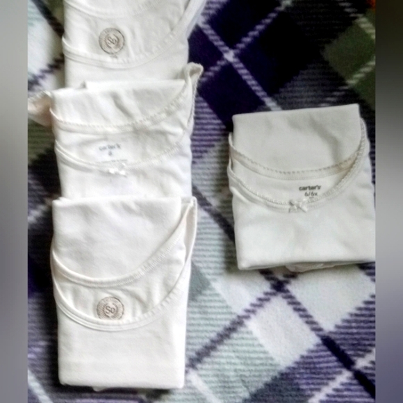 SO and Carter's Other - Girls White Cotton Sleeveless Tank Tops Set of 4 - 3 of Size 8 & 1 of Size 6/6X